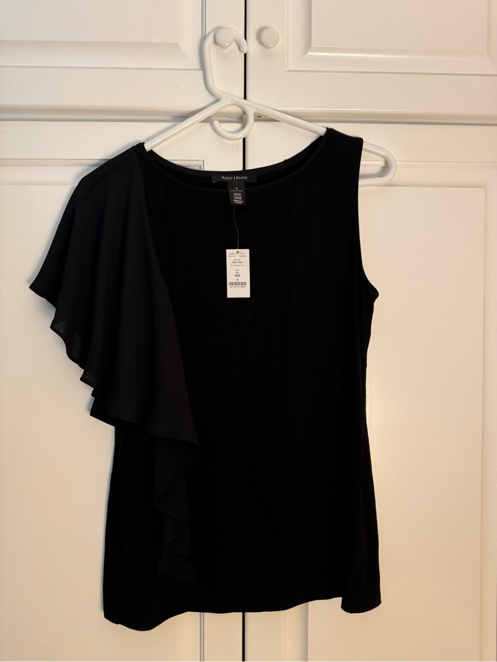 White House Black Market Black Flounce Top